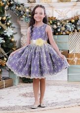 A-line dress short for a girl with a print