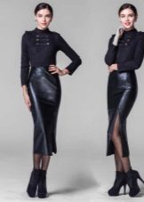 What to wear with a black leather pencil skirt