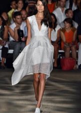 white organza striped dress