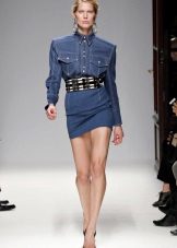 Belt to denim shirt dress