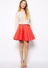 Red flared skirt