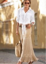 Long straight crocheted skirt