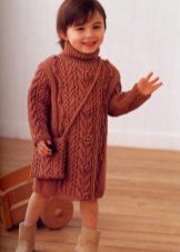 Winter dress sweater with braids for girls