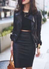 High Waist Pencil Leather Skirt