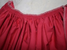 Stitching the skirt and the bodice of the prom dress