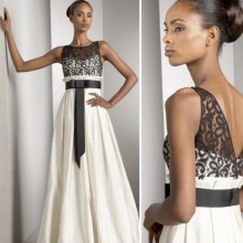 Wedding dress with crocheted top