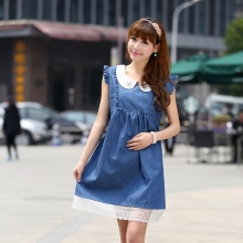 Denim dress with lace