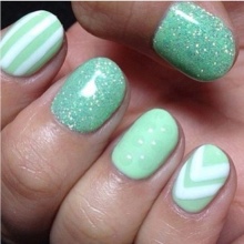 Turquoise manicure with rhinestones