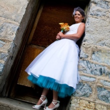 Wedding dress with blue petticoats