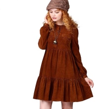 Velvet warm dress na may high waist long sleeve