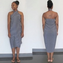 Sarong tied at the neck with crossed ends