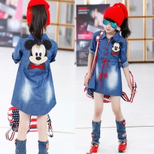 Denim shirt dress para sa mga batang babae 6-8 taon