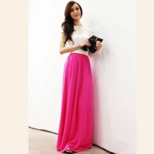 crimson long summer skirt