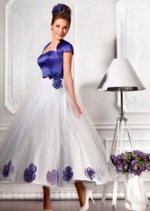 White at blue wedding dress