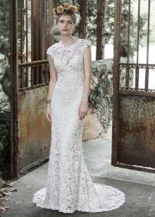 Sarado ang puntas Straight Wedding Dress