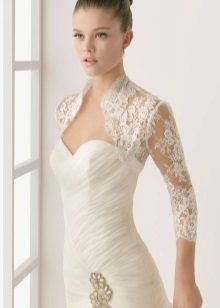Wedding bolero na may stand-up collar