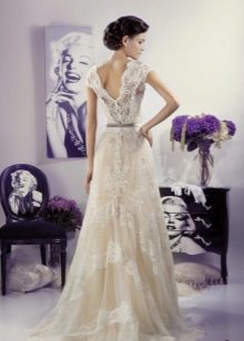 Provence wedding dress na may bukas na likod