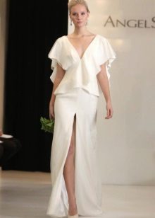 Kasal palda ng kasalan na may malalim na punit