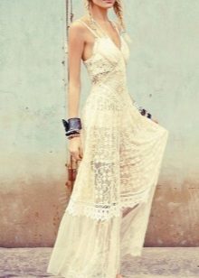 Summer boho wedding dress na gawa sa telang tela