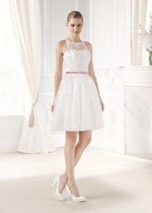 Short dress with lace top
