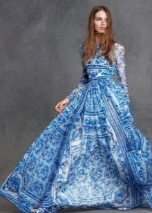 Fluffy blue evening dress