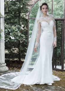 Straight Wedding Dress na may Veil