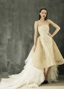 Wedding dress midi openwork beige