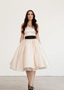 Black Belt Midi Wedding Dress