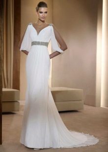 Empire Empire Wedding Dress na may Sleeves