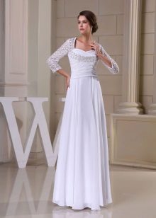 Empire Empire Wedding Dress na may Three Quarter Sleeves