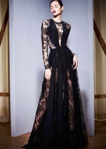 Gabi na damit mula sa Zuhair Murad ay itim sa sahig