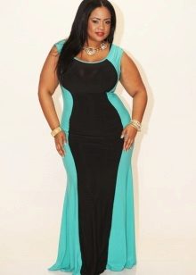 Black and blue evening dress for full