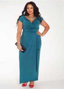 Evening dress with a smell for full blue