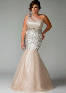 White evening dress mermaid for full