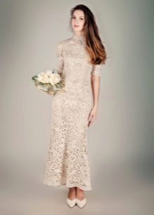 Crochet wedding dress with motifs