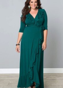 Green dress evening dress for full with sleeves