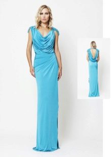 Blue evening dress sa estilo ng Griyego
