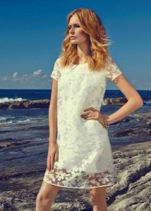 Maikling lace evening dress puti