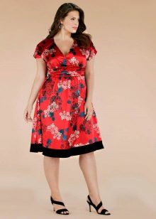 Short red evening dress for full