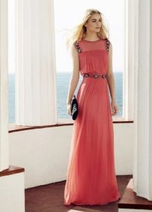 Red Evening Dress with a Pleated Skirt