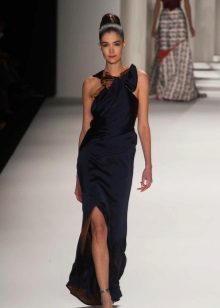 Blue evening dress na may mustard