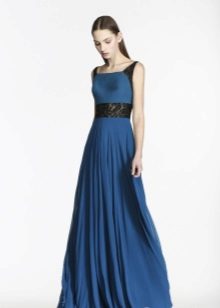 Blue at black evening dress