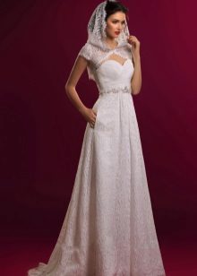Empire wedding dress na may hood