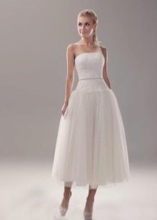 Mababang baywang Midi Wedding Dress