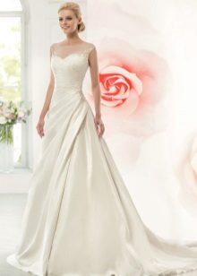 A-line wedding dress na may drape