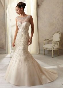 Mermaid Wedding Dress na may Pearls