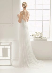 Wedding dress 2016 na may ilusyon ng isang bukas na likod