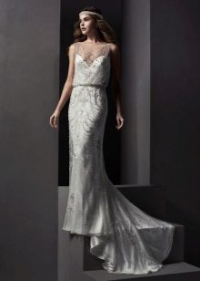 Dress sa kasal sa istilong retro sa sahig