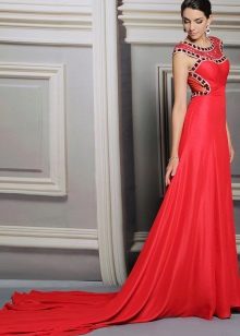 Red Wedding Dress na may Train