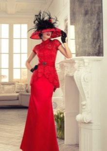 Wedding dress retro na may basky